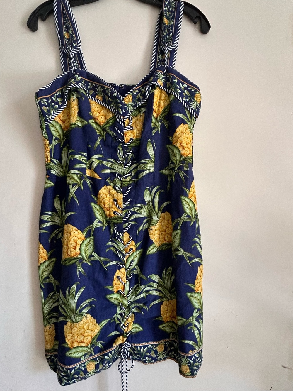 FARM Rio Navy Blue Mini Dress with Yellow Pineapple Print - Picture 4 of 6